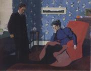 Felix Vallotton Interior with red armchair and figure oil on canvas